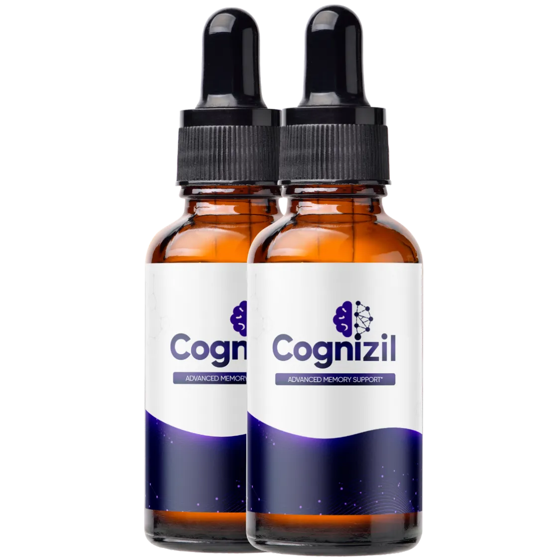 Two Cognizil dropper bottles labeled Advanced Memory Support