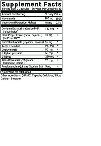 Advanced Mitochondrial Formula Supplement Facts label