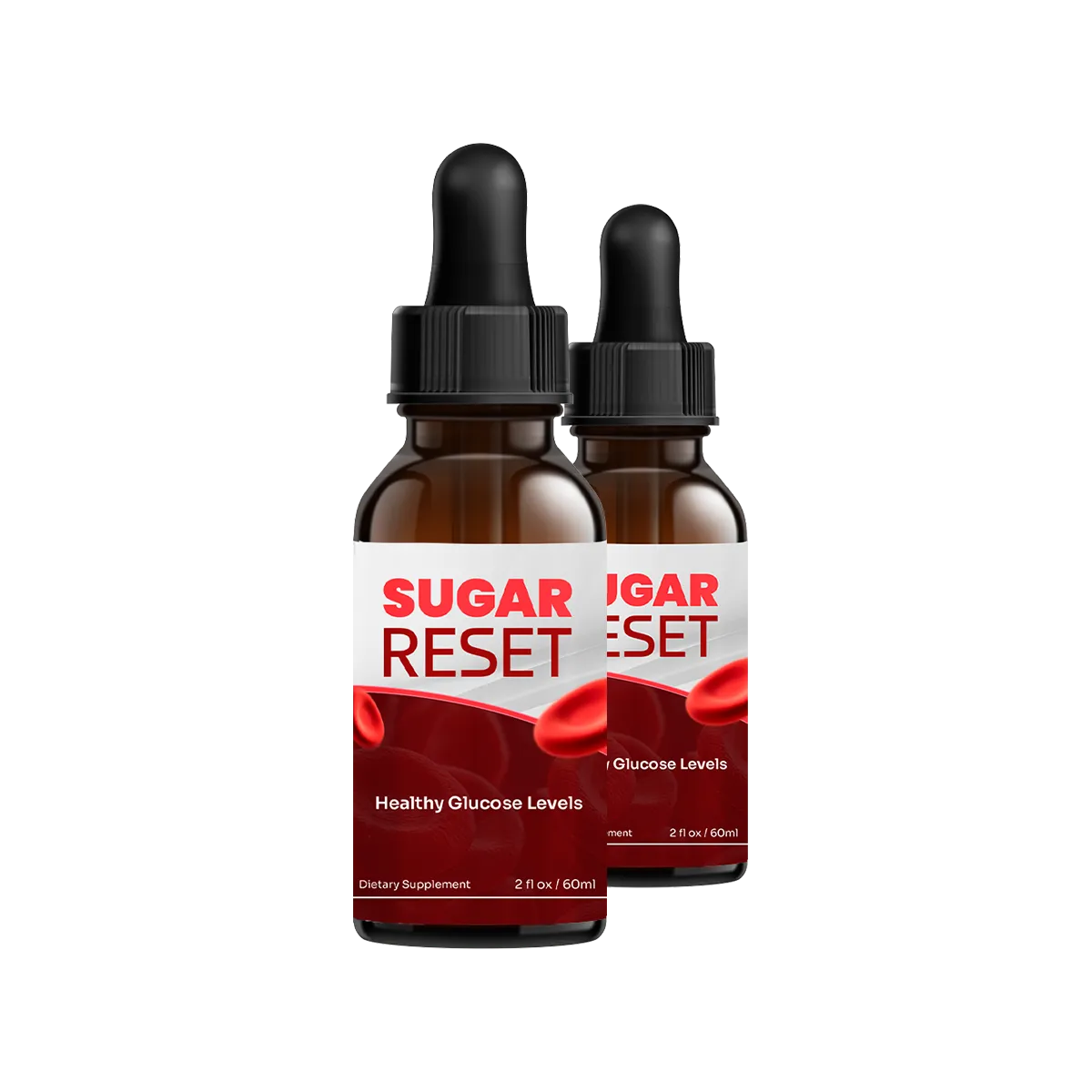 Two bottles of Sugar Reset Healthy Glucose Levels drops, 2 fl oz (60 ml) each